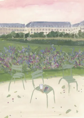 Paris Garden Watercolor Illustration