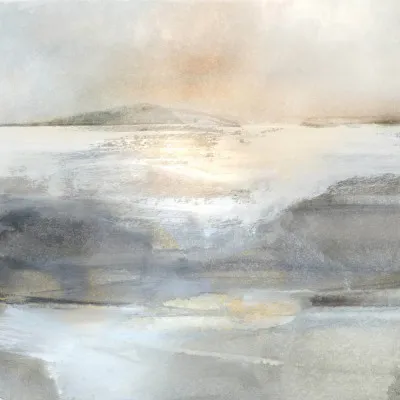 Vierkant abstract landschap met rijke textuur en diverse penseelstreken in moderne stijl