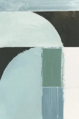 Abstracte blauwe vormen in verticale compositie