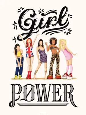 Verticale illustratie van girl power met rockband op buitenpodium in levendige kleuren