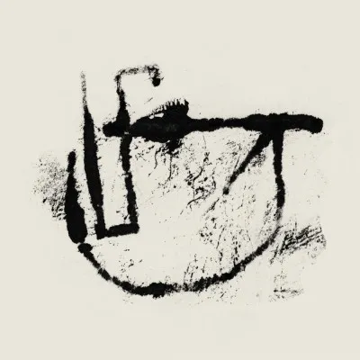 Vierkante abstracte illustratie van een buitenlandschap met diverse kleuren en texturen bij zonsopgang