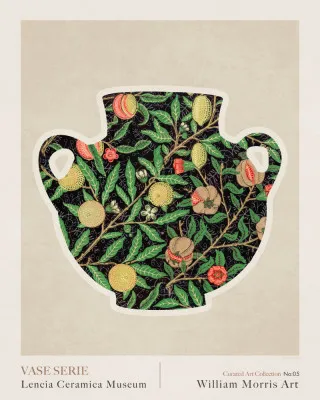 Verticale botanische illustratie met planten, bloemen en vazen in landelijke stijl