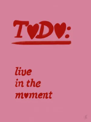 Verticale illustratie to do met romantische tekst en interieur in rood en roze tinten