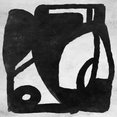 Abstracte vierkante illustratie van een outdoor scène met verfijnde penseelstreken en diverse kleuren