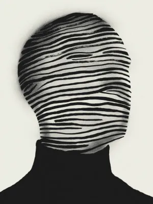 Abstract portret met zwart-witte strepen