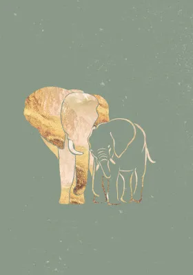 Sage Green Gold Elephants 1