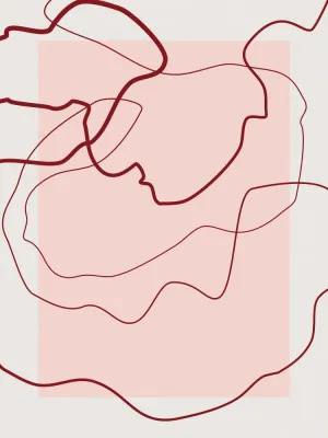 Red Lines Over A Soft Pink Square Background