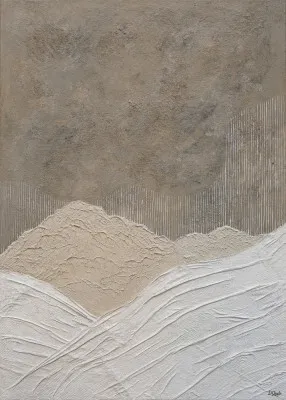 Verticale illustratie met zachte golven en natuurlijke texturen in diverse kleuren