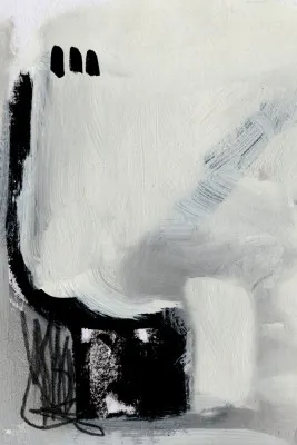 Verticale abstracte zwart-wit outdoor illustratie met penseelstreken en lagen