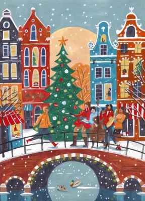 Snowfall in Amsterdam Christmas