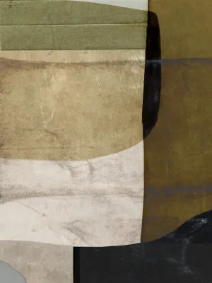 verticale moderne abstracte illustratie met donkere bruine en beige penseelstreken in winterse natuursfeer