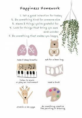 Children's Happiness Homework Feel Good Print