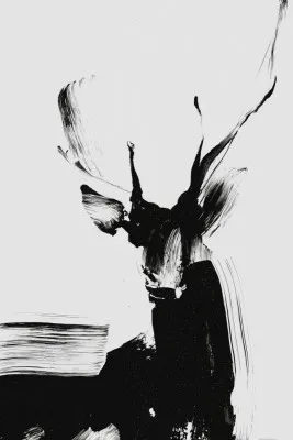 Verticale illustratie van een abstract hert in een winterse outdoor scène met diverse warme kleuren