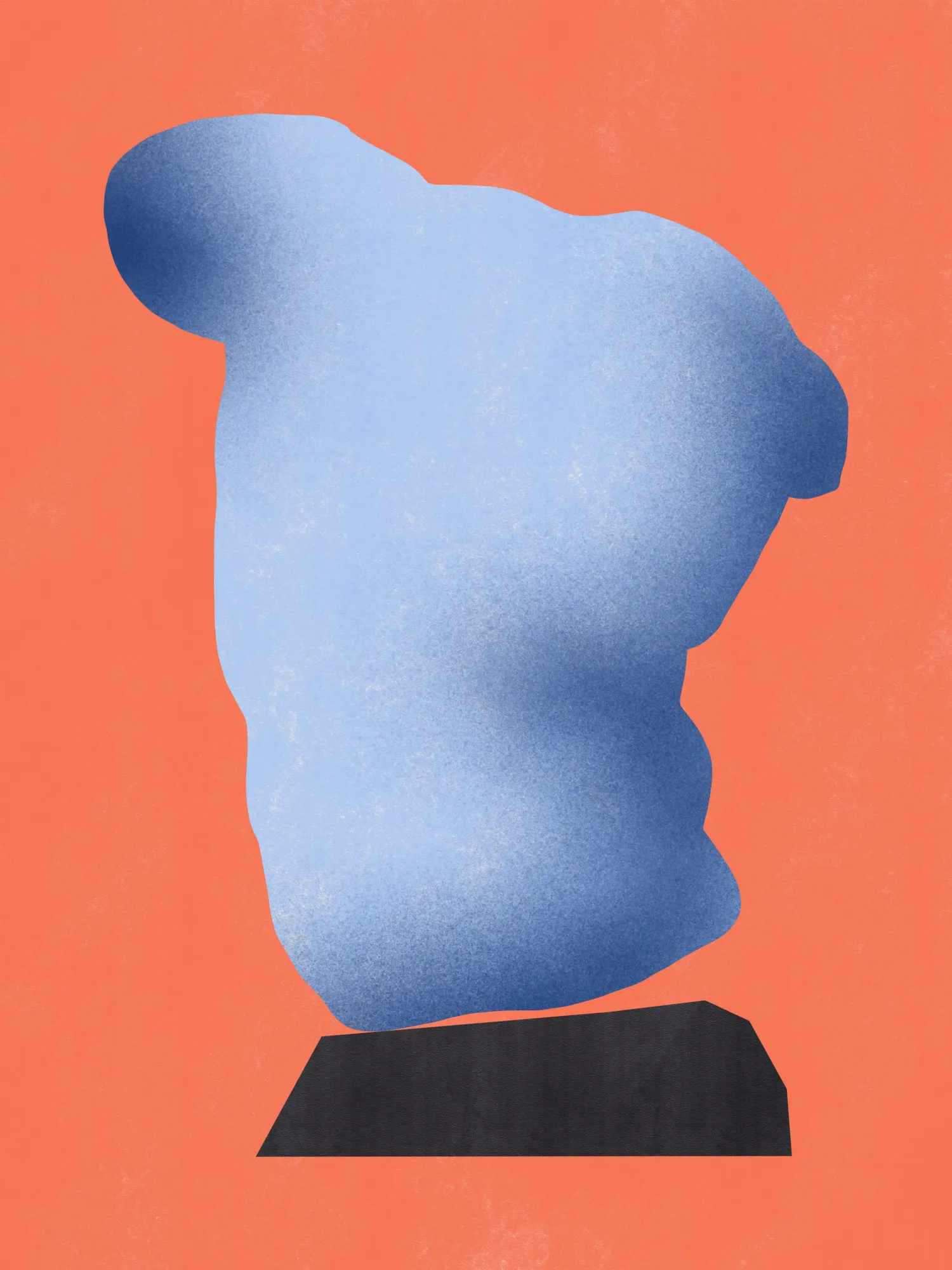 Abstracte sculptuur in zachte blauwe tinten