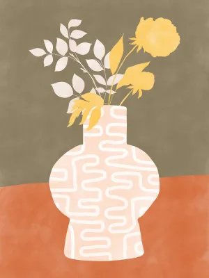 Stylized Vase With White Patterns