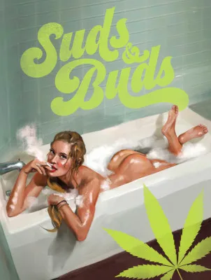 Suds Buds Sexy Girl Smoking Cannabis Joint In Bath