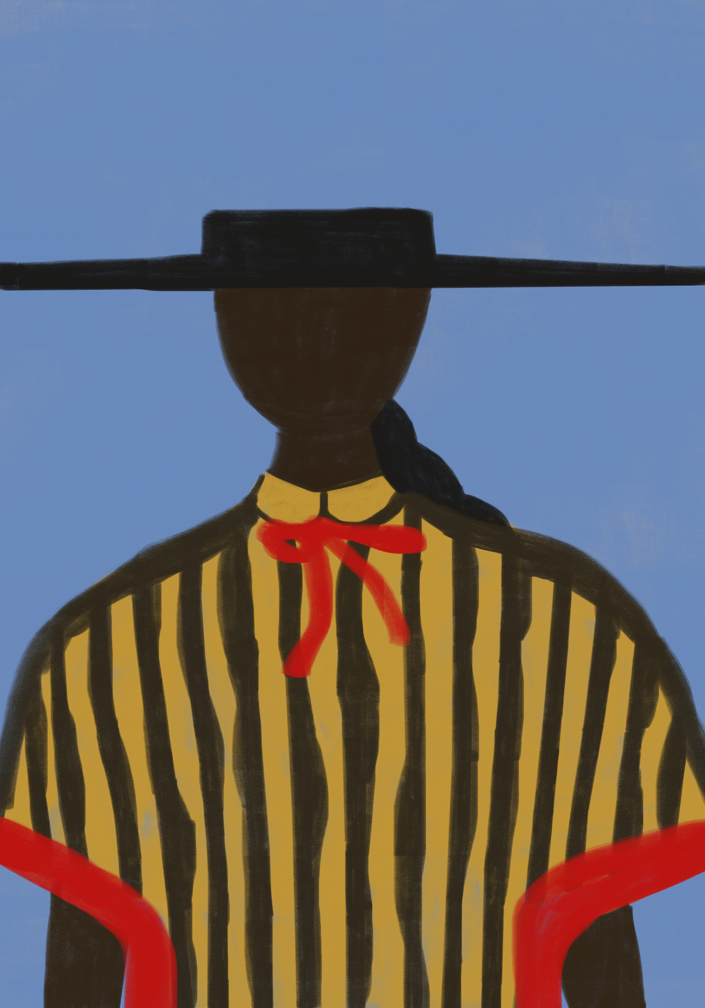 Vrouw met hoed en strepen in new mexico stijl