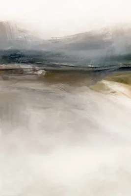 Verticale abstracte illustratie van een landelijk landschap met penseelstreken en textuur