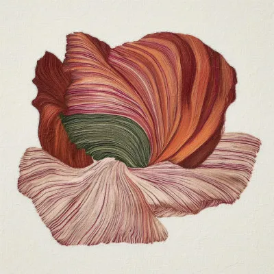 Illustratie van een bohemien zomers landschap met abstracte florale lijnen en zachte kleuren in een vierkant formaat