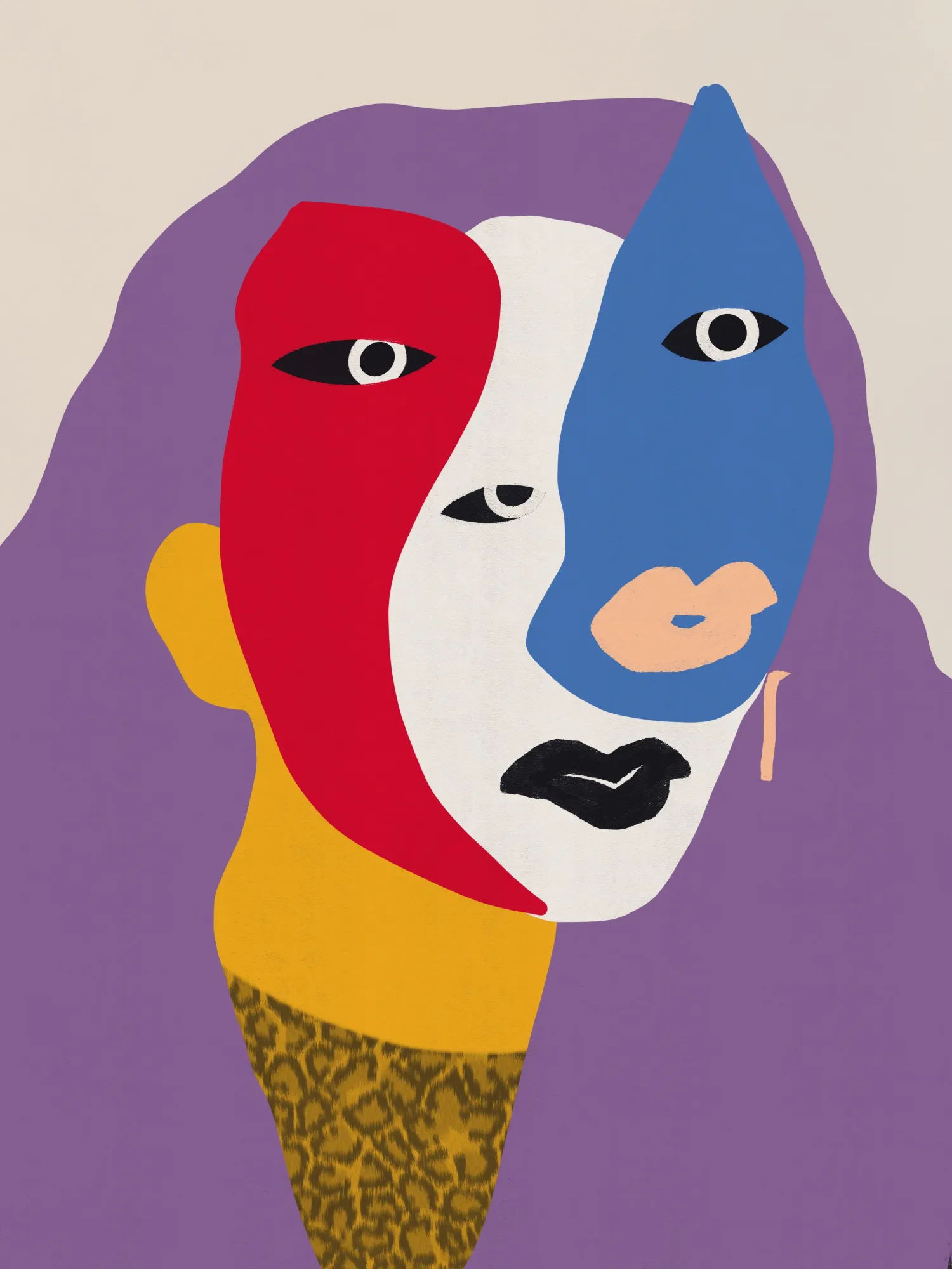 Abstract portret in levendige kleuren