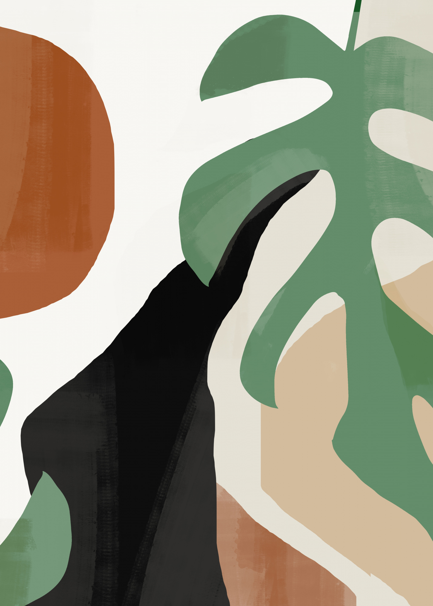 Abstracte tropische bladeren in minimalistisch groen