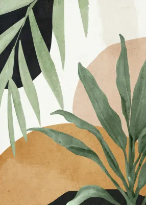 Abstract tropisch bladerdek in aardetinten