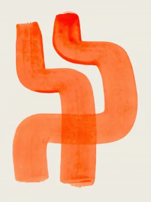 Verticale abstracte illustratie in oranje tinten met geometrische patronen en witte achtergrond