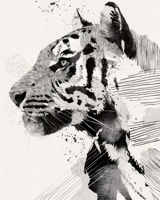 Monochrome Tiger Art
