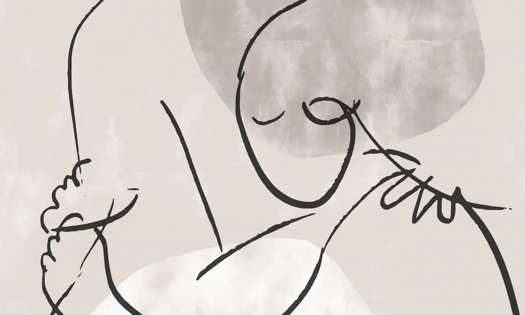 Intiem lijntekening van omhelzing in de natuur