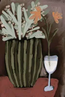 Florale harmonie in groen en oranje