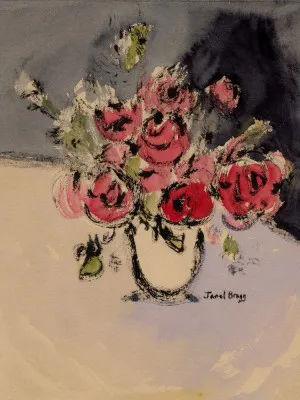 Boeket met beige vaas in stil leven