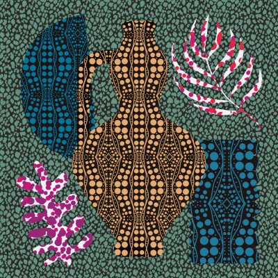 Mosaic bohemian composition in blauw