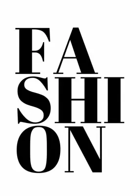 Verticale minimalistische zwart-wit fashion illustratie met typografie en grafische lijnen voor moderne wanddecoratie