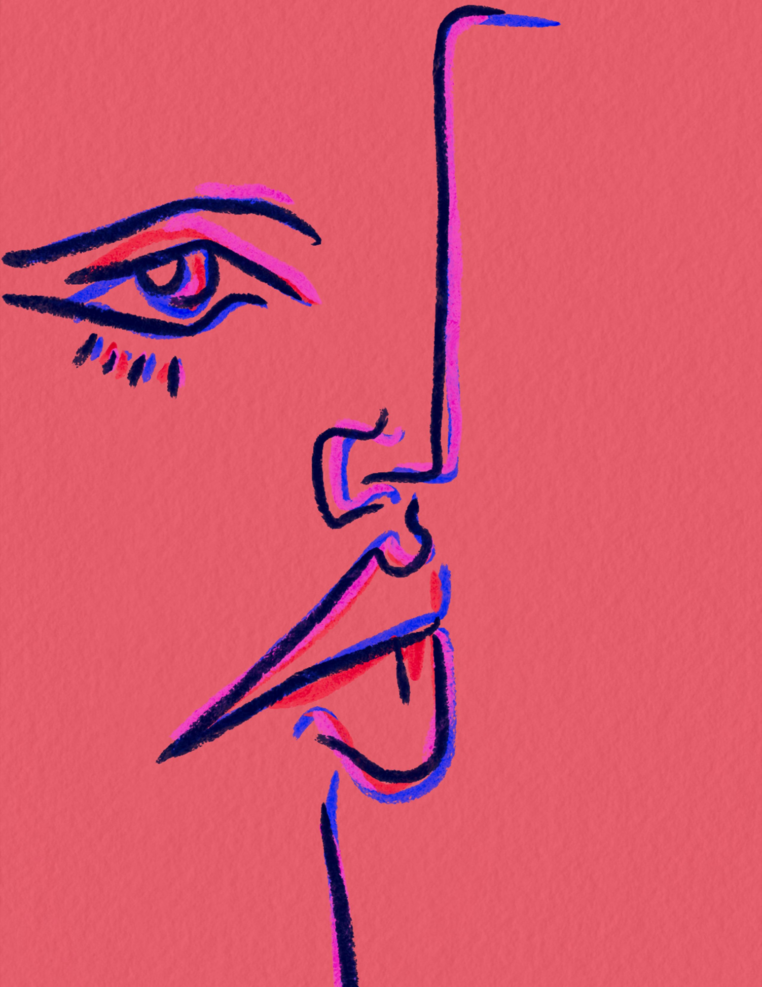 Line art portret van teso in landschap