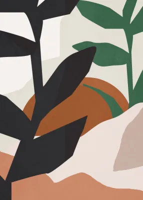 Abstracte tropische bladeren in aardse tinten