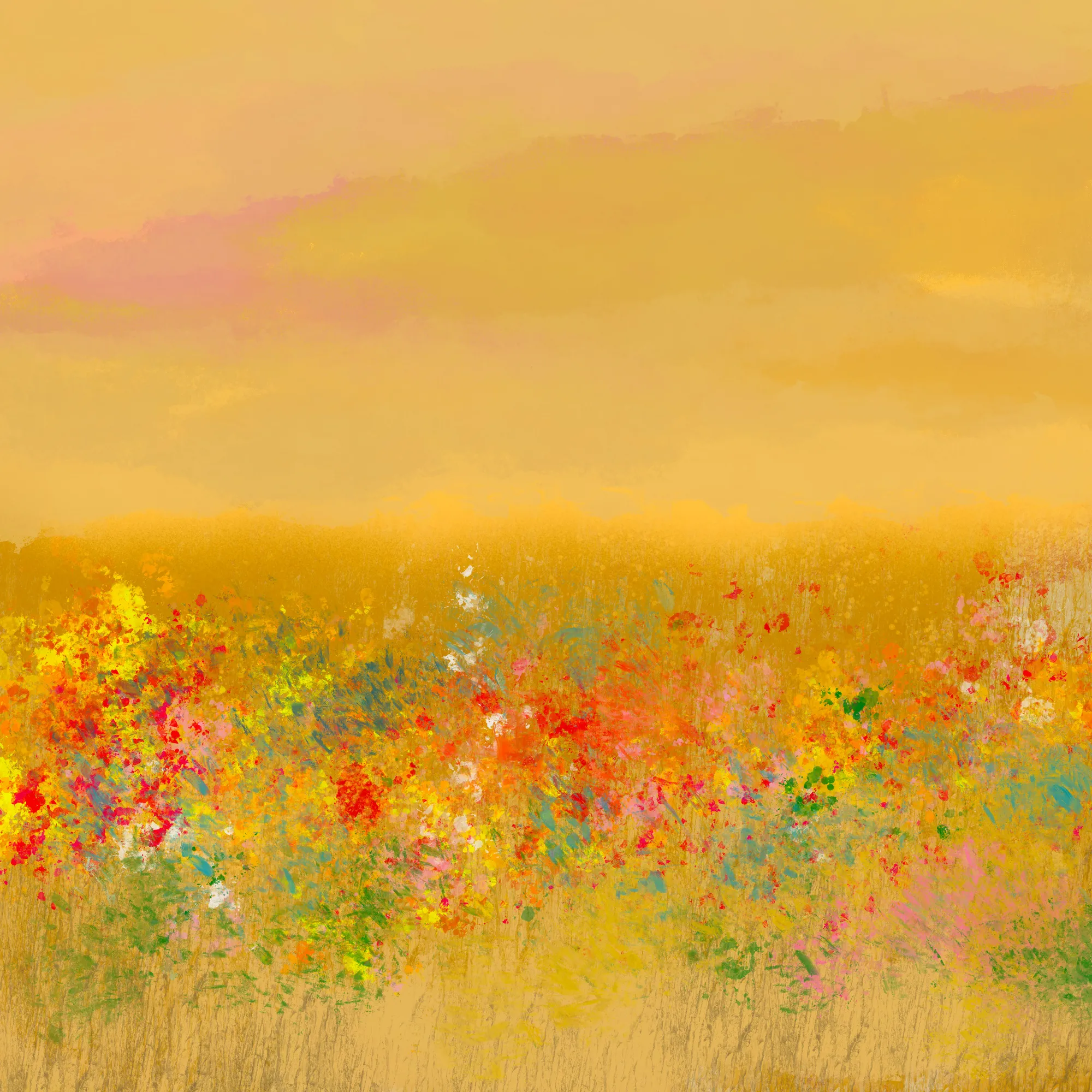 Vierkant schilderij spring in the soul van cesare bellassai