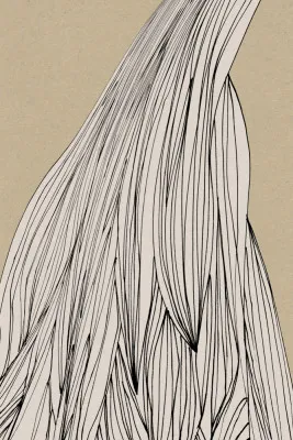 Verticale abstracte illustratie Home Set No3 met aardse tinten en organische vormen in een buitenruimte