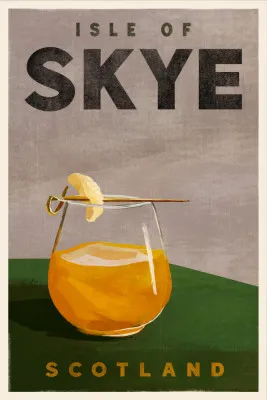 Isle Of Skye Scotland Scotch Cocktail Travel Poster
