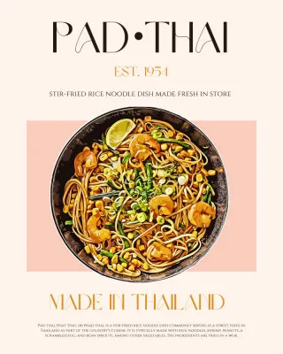 Elegant Illustration of Pad Thai