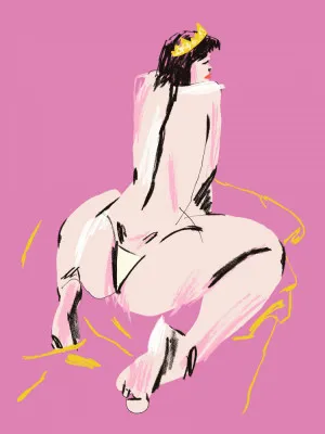 Female Nude Back View Pink