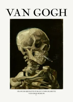 Head of a skeleton with a burning cigarette