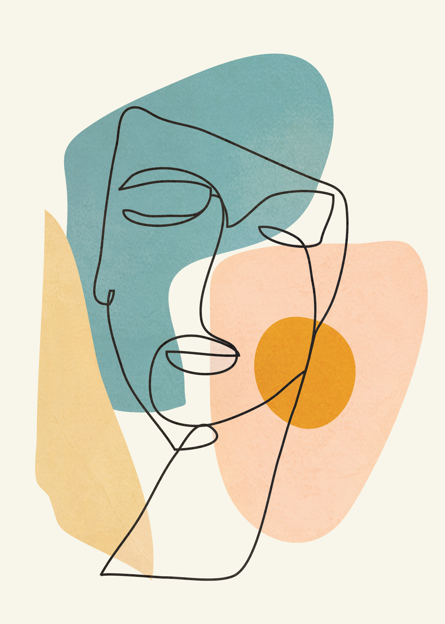 Abstracte gezichten in zachte pasteltinten