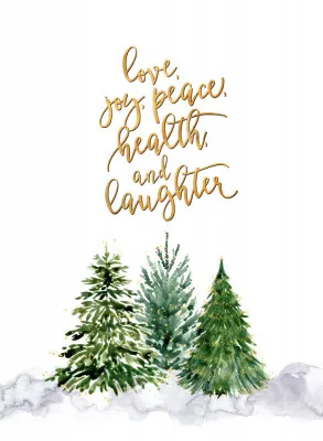 Christmas trees with holiday wishes