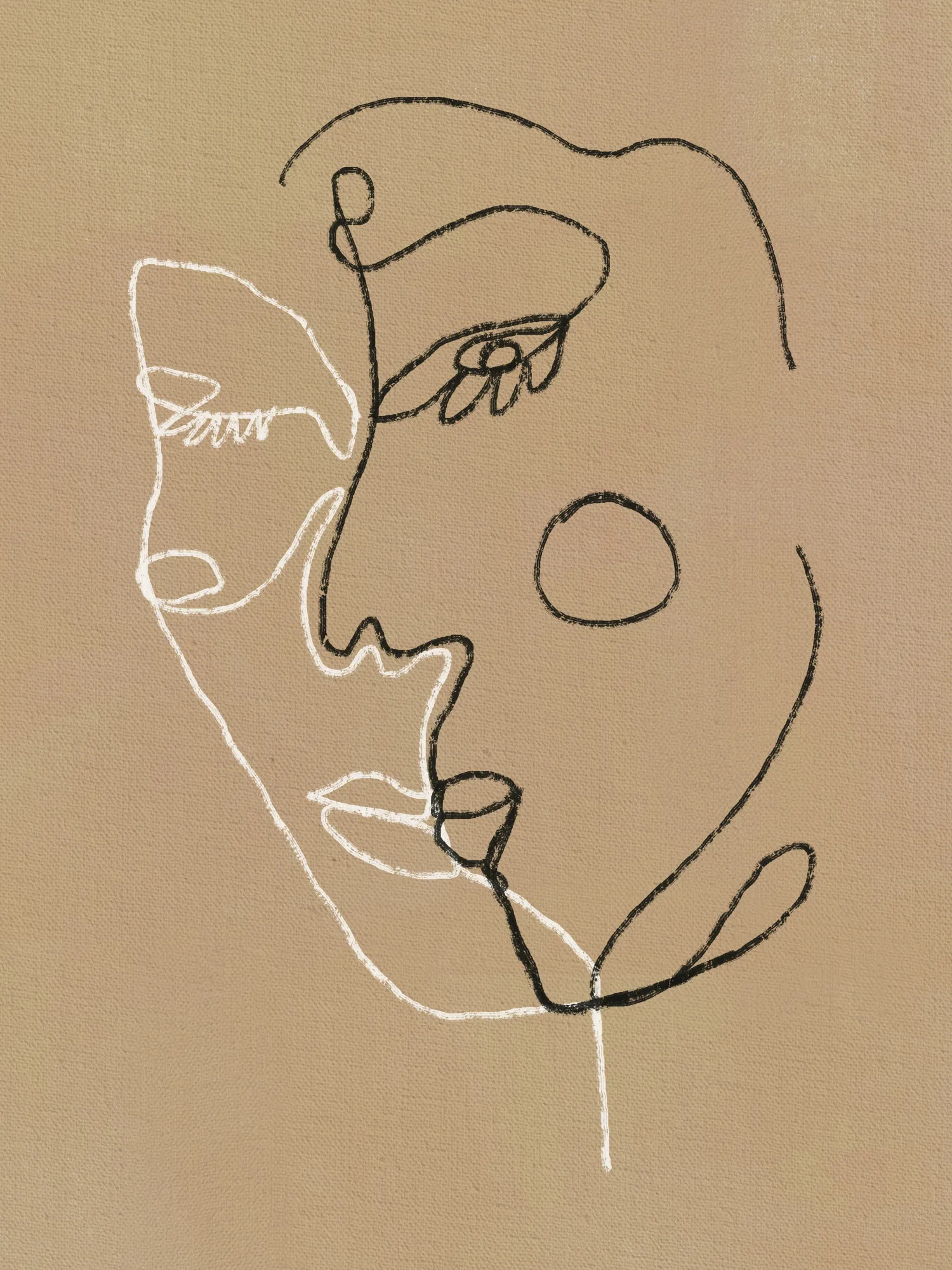 Abstracte gezichten op beige achtergrond