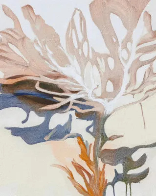 Verticale illustratie van zachte april bloemen met painterly textuur en natuurlijke kleuren