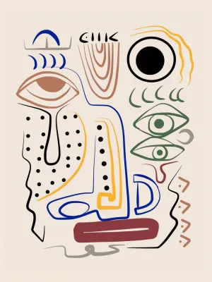 Line Art Bizarre Aboriginal Portrait