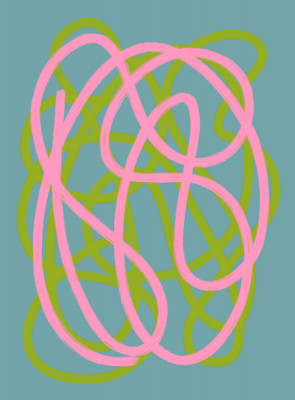 Verticale abstracte outdoor swirl met neonlijnen