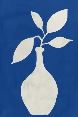 White vase silhouette in blauw-witte tinten