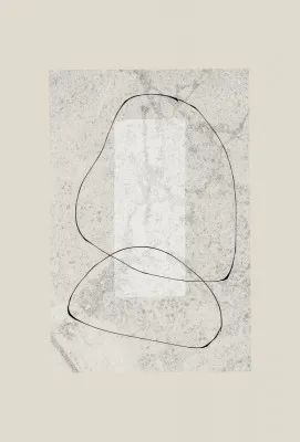 Verticale illustratie van minimalistische curven met neutrale kleuren en ronde lijnen in een moderne setting