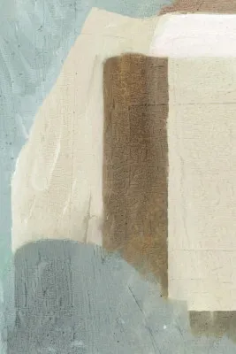 Verticale abstracte illustratie met blauwe en beige penseelstreken en textuur